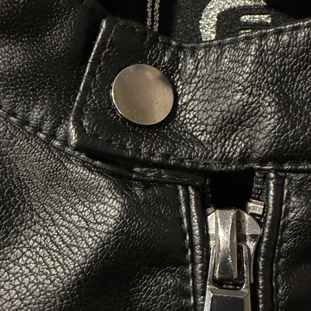 Men's Fried Denim NYC Black Faux Leather Biker Vest, Size Medium. - Picture 7 of 16